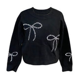 FBZ Black Sweater with Handstitching White Bows