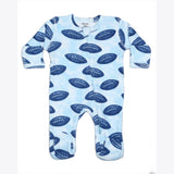 Baby Steps Football Blue Baby Zipper Footie