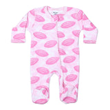 Baby Steps Footballs Pink Baby Zipper Footie
