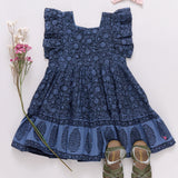 Pink Chicken Girls Elsie Dress - Stellar Blue Garden