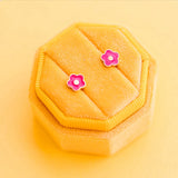 Pierced Post Earrings - Hot Pink Flower