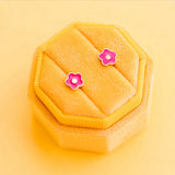 Pierced Hot Pink Flower Post Earrings