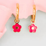 Pierced Hot Pink Flower Charms