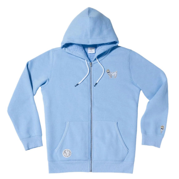 GOAT USA Sherpa-Lined Full-Zip Hooded Sweatshirt - Carolina Blue