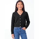 Preppy Goose V-Neck Cardigan Sweater - Black