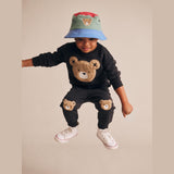 Huxbaby Furry Huxbear Sweatshirt Black & Huxbear Track Pant