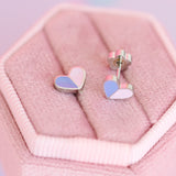 Pierced Silver Heart Duo Post Earrings