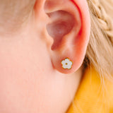 Pierced White Flower Post