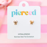 Pierced Pink Bow Post Earrings