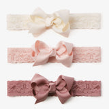 Elegant Baby Mauve Lace Baby Girl Headbands (3pk)