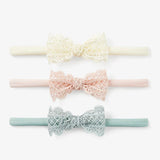 Elegant Baby Lacey Bow Nylon Baby Girl Headbands (3pk)