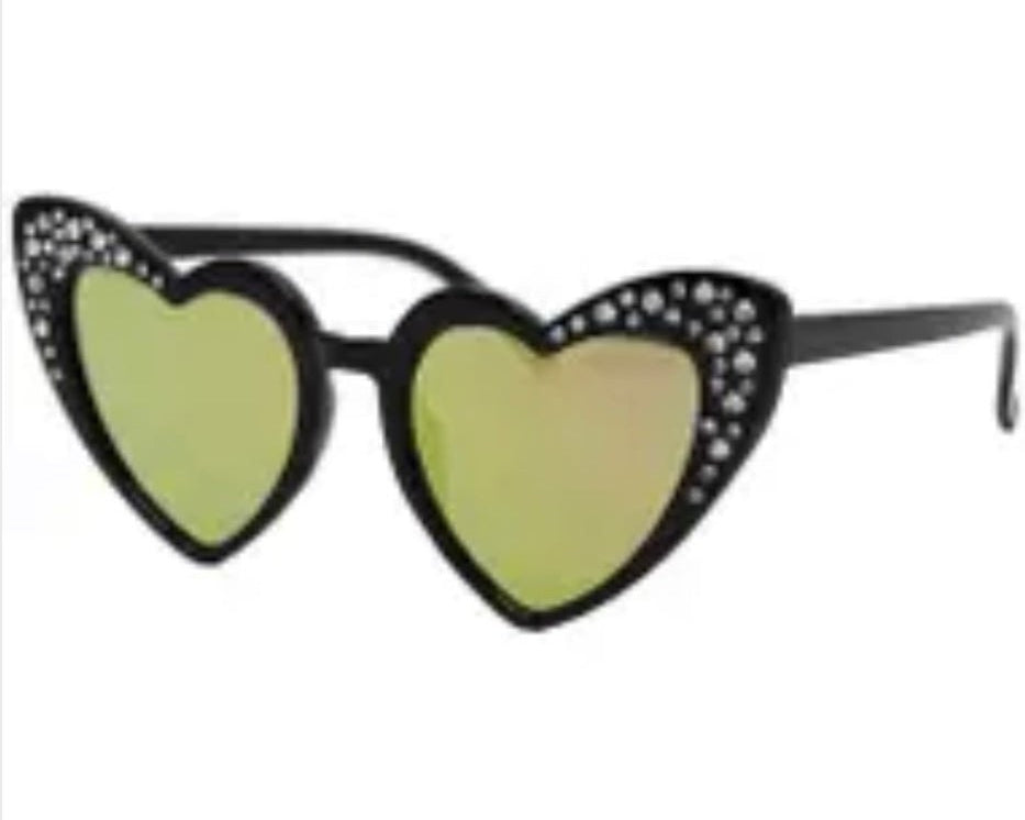 Zomi Gems - Black Crystal Heart Sunglasses - hip-kid