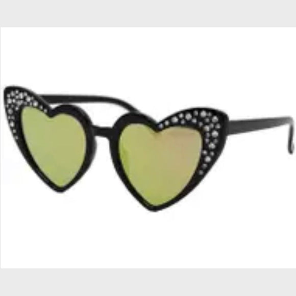 Zomi Gems - Black Crystal Heart Sunglasses - hip-kid