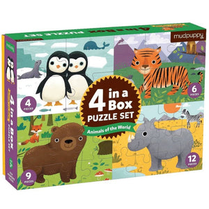Mudpuppy 4 in a Box Puzzle Set - Animals of the World - hip-kid