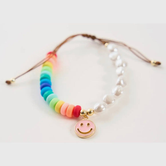 Malibu Sugar Pearl & Rainbow Bolo Bracelet - hip-kid