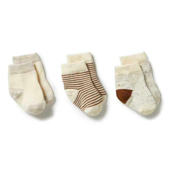 Wilson & Frenchy Organic 3 Pack Baby Socks - Nougat/Eggnog/Oatmeal - hip-kid