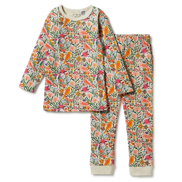 Wilson & Frenchy Birdy Floral Organic L/S Pyjamas - hip-kid