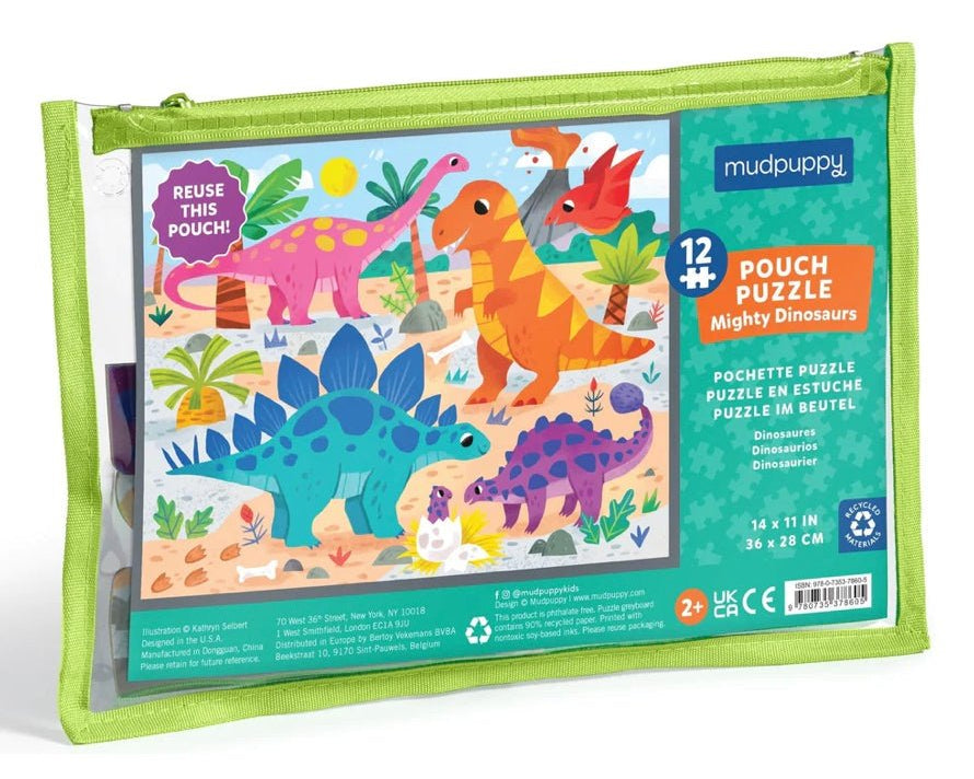 Mudpuppy 12 pc Pouch Puzzle - Mighty Dinosaur - hip-kid