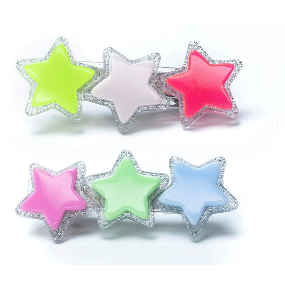 Lilies & Roses Stars Neon Alligator Clips (pair)