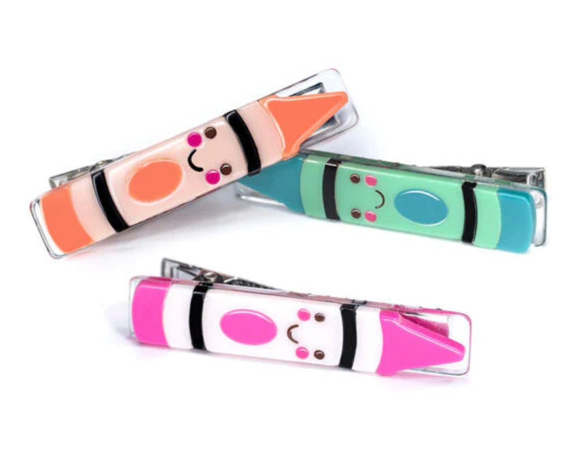 Lilies & Roses Happy Crayon Alligator Clips (pair) - hip-kid