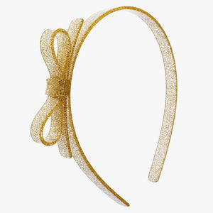 Lilies & Roses Glitter Gold Thin Bow Headband - hip-kid