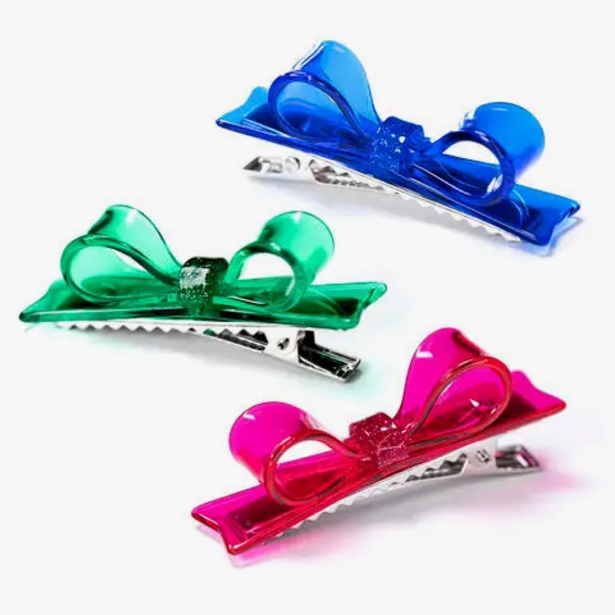 Lilies & Roses Bowtie Clear Green, Blue, Pink Alligator Clips - hip-kid