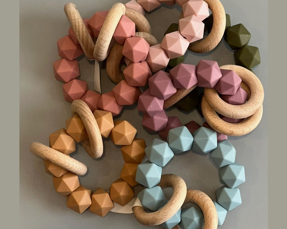 Three Hearts Abby Silicone & Beach Wood  Rattle - Dragonfly - hip-kid