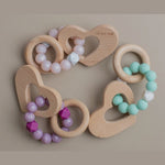 Three Hearts Heart Teething Rattle - Mint - hip-kid