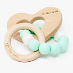 Three Hearts Heart Teething Rattle - Mint - hip-kid