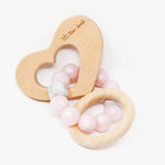 Three Hearts Heart Teething Rattle - Mint - hip-kid