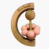 Three Hearts Moon Rattle - Beachwood & BPA Free Silicone - hip-kid