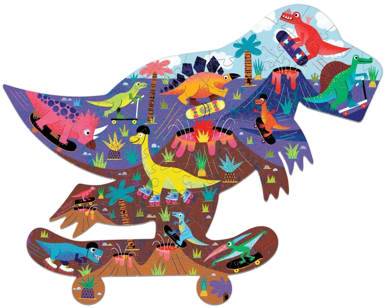 Mudpuppy Shaped Puzzle - Jurassic Skatepark - hip-kid