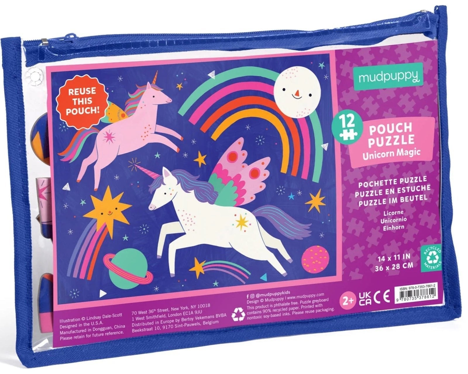 Mudpuppy 12 pc Pouch Puzzle - Unicorn Magic - hip-kid