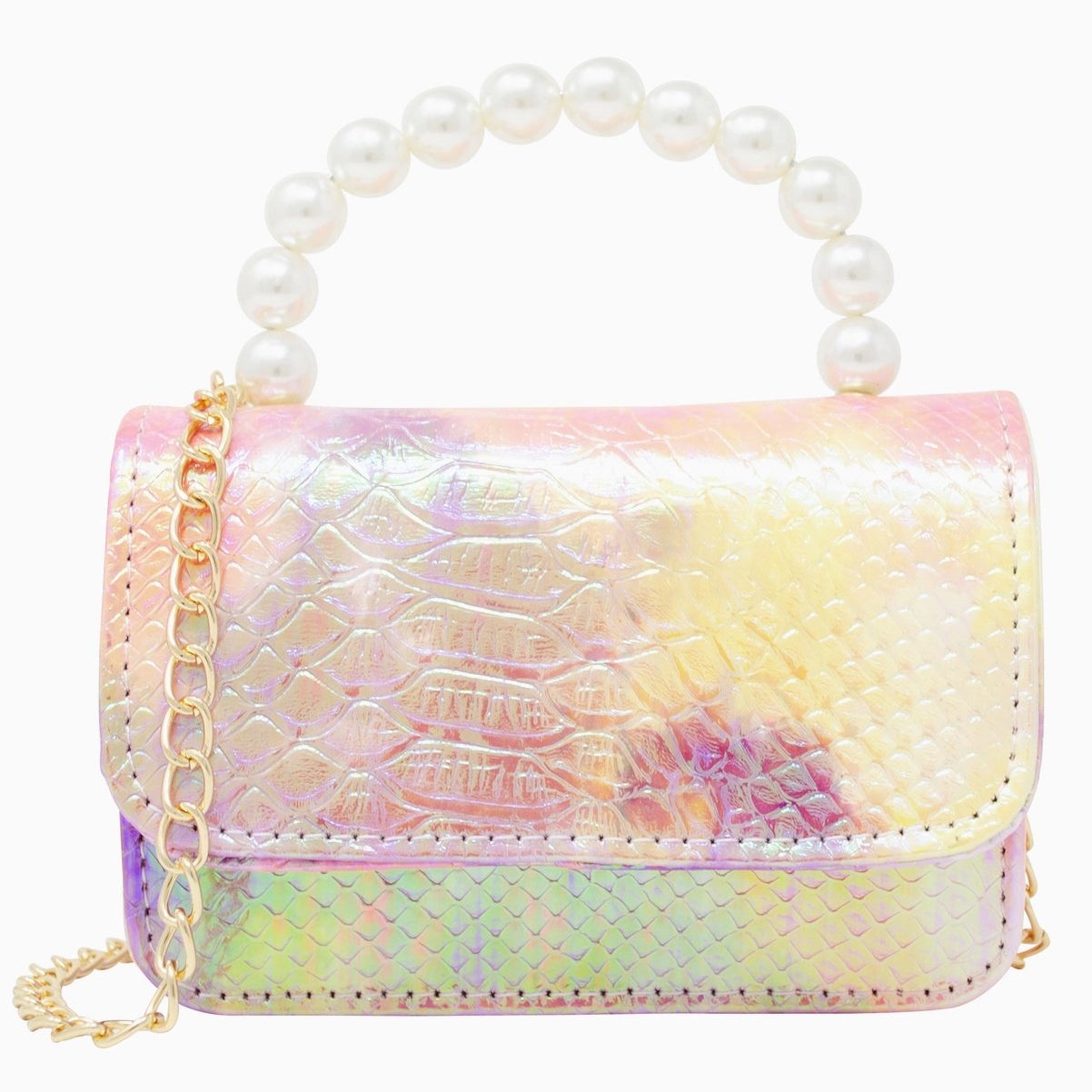 Zomi Gems - Tiny Treats Tie Dye Crocodile Pearl Handle Bag - Purple - hip-kid