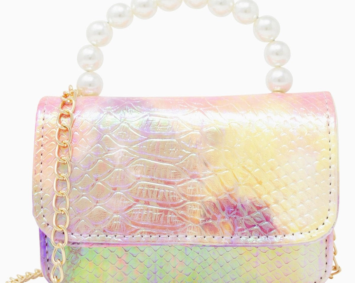 Zomi Gems - Tiny Treats Tie Dye Crocodile Pearl Handle Bag - Purple - hip-kid