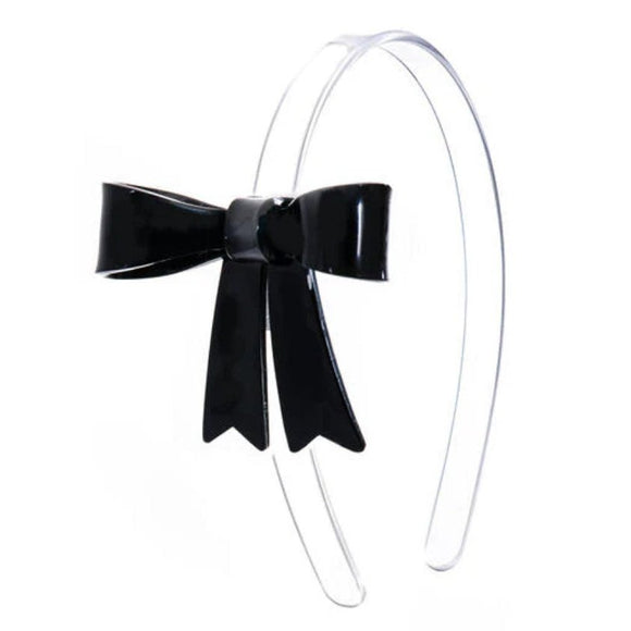Lilies & Roses French Bow Headband - Black
