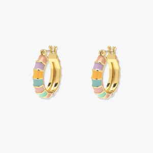 Puravida Sunset Striped Enamel Gold Hoop Earrings - hip-kid