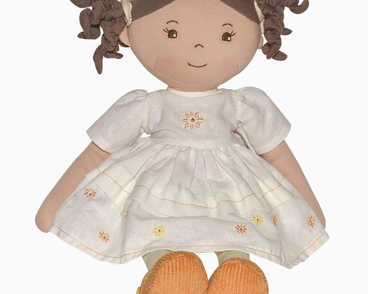 Bonikka Cecilia Dark Brown Hair in Cream Linen Dress - hip-kid