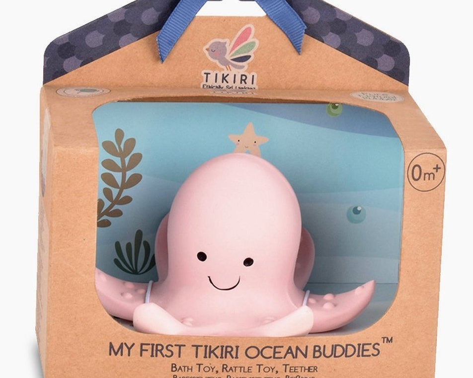 Tikiri Octopus Natural Organic Rubber Teether, Rattle & Bath Toy - hip-kid