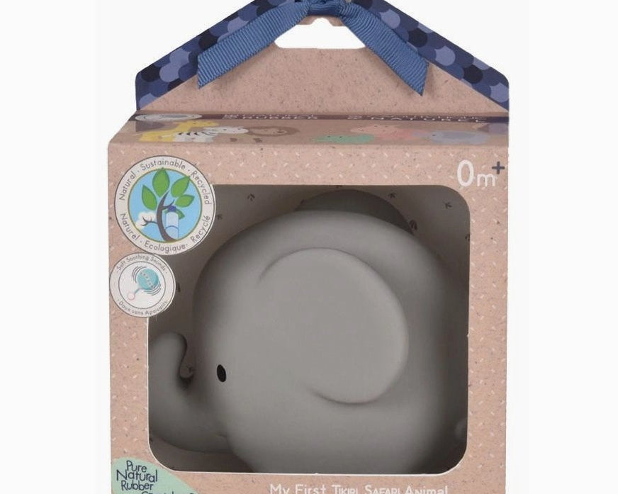 Tikiri Elephant Natural Organic Rubber Teether, Rattle & Bath Toy - hip-kid