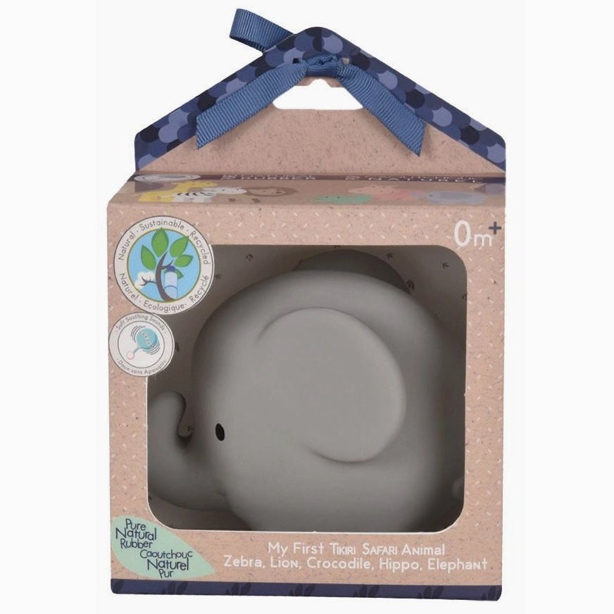 Tikiri Elephant Natural Organic Rubber Teether, Rattle & Bath Toy - hip-kid