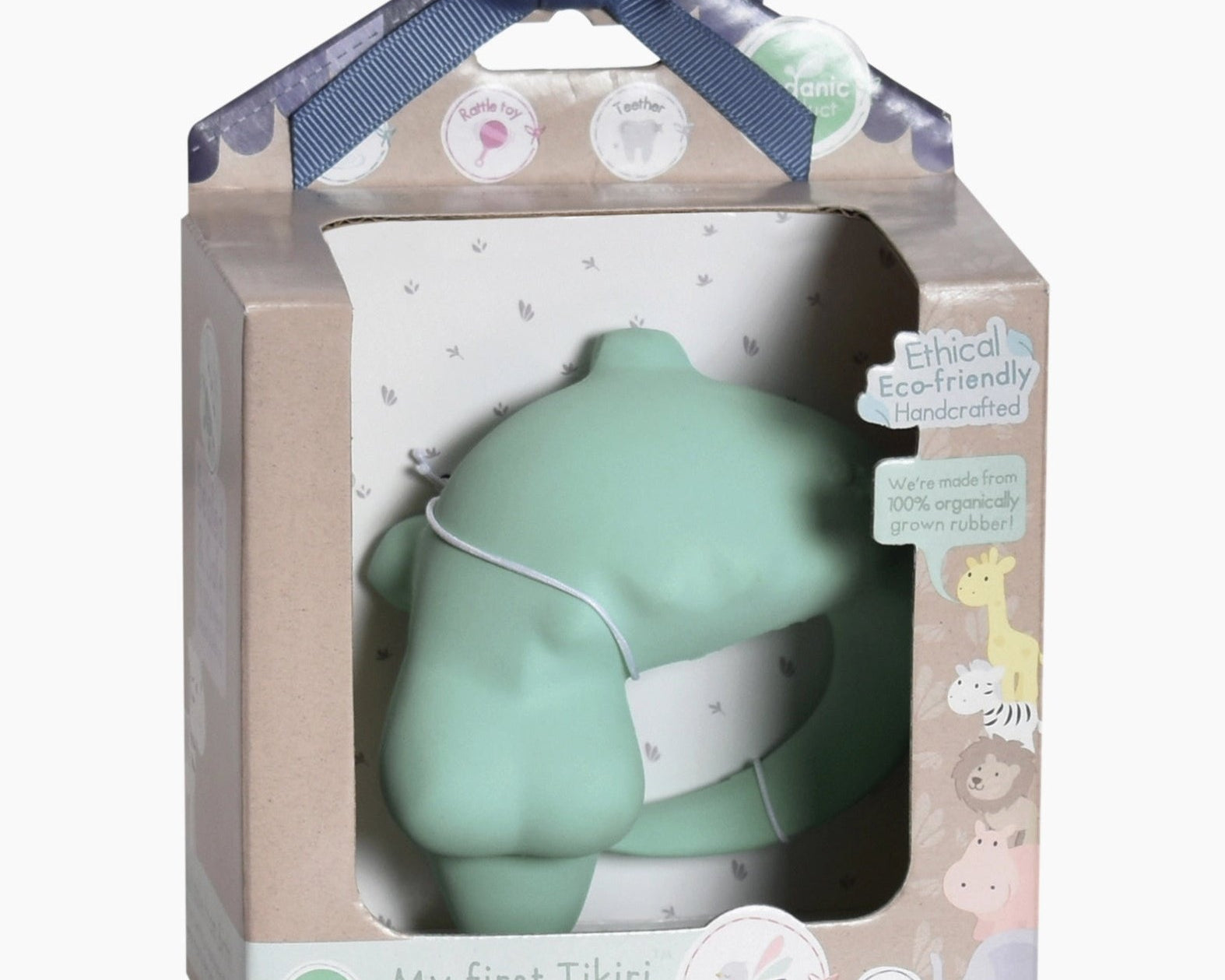 Tikiri Crocodile Natural Organic Rubber Teether, Rattle & Bath Toy - hip-kid