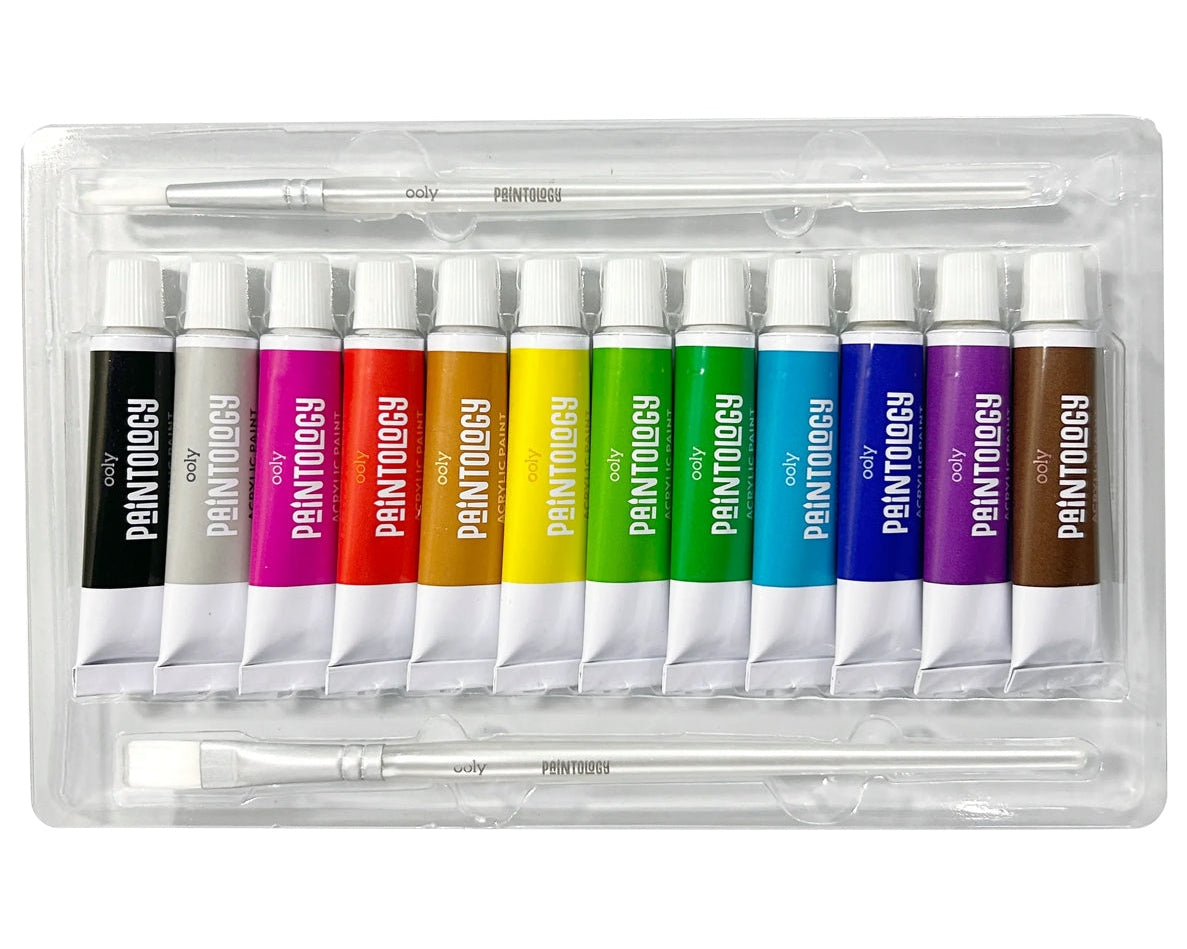 Ooly Paintology Acrylic Paints + 2 Brushes - Classic - hip-kid