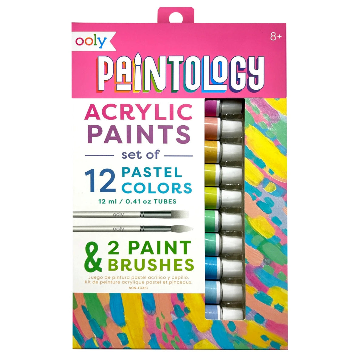 Ooly Paintology Acrylic Paints + 2 Brushes - Pastel - hip-kid