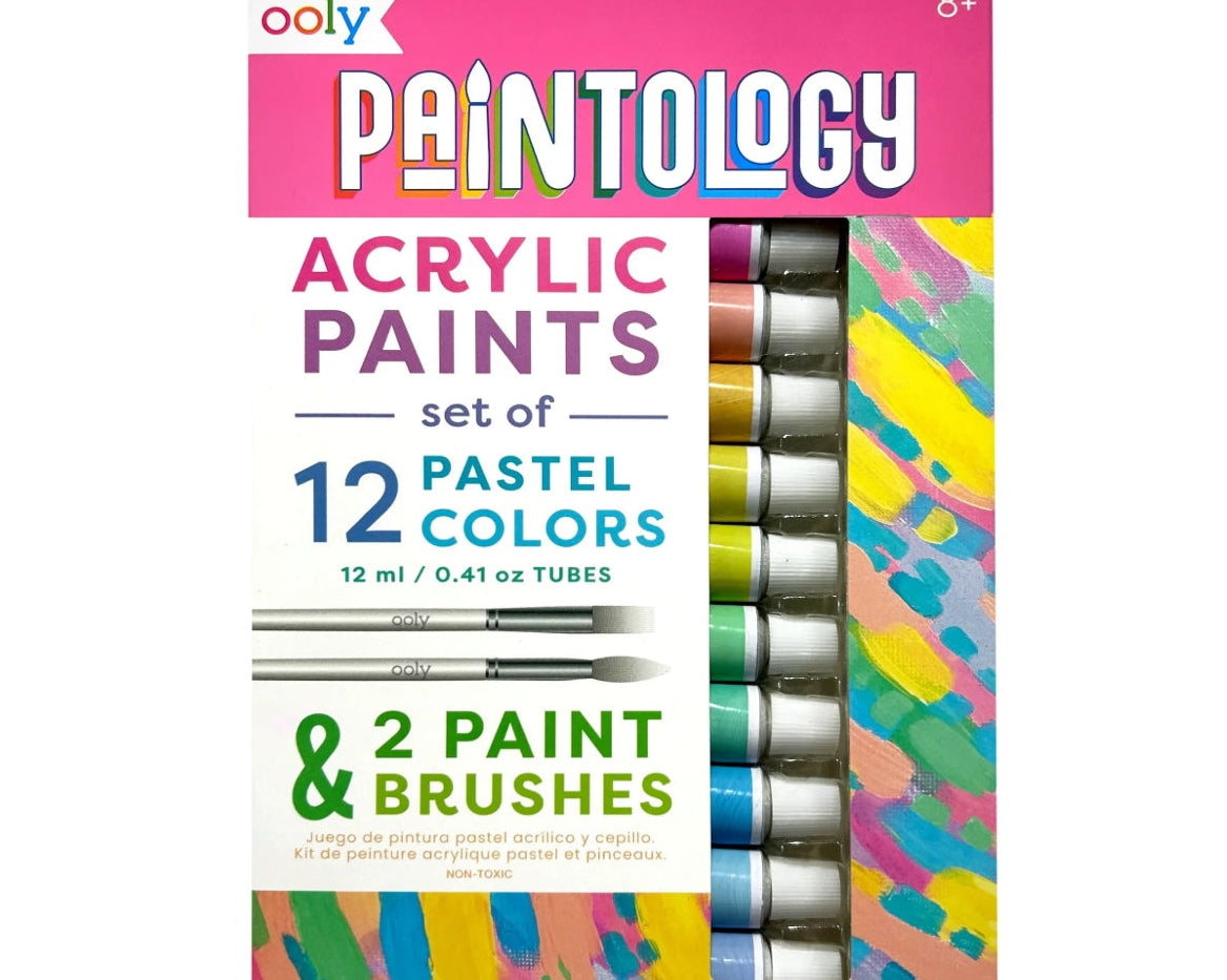 Ooly Paintology Acrylic Paints + 2 Brushes - Pastel - hip-kid
