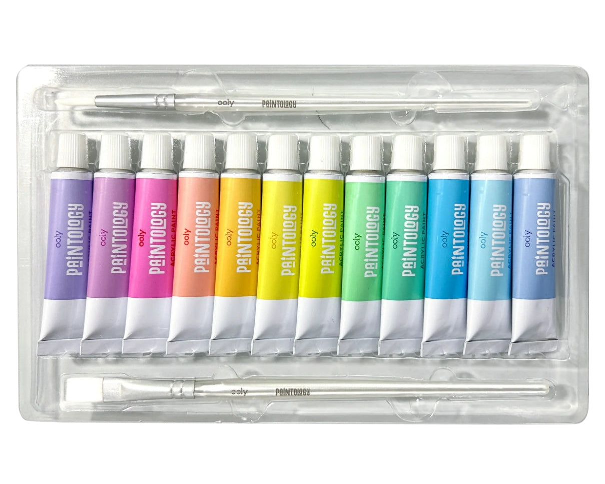 Ooly Paintology Acrylic Paints + 2 Brushes - Pastel - hip-kid