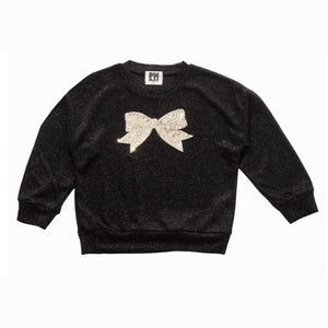 Petite Hailey Sparkle Bow Sweatshirt - Black