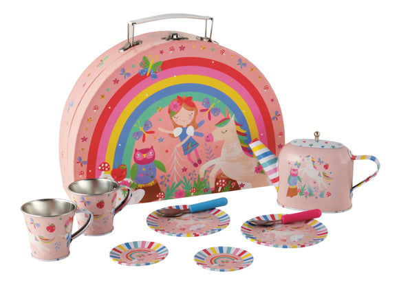 Floss & Rock Rainbow Fairy Tin Tea Set Foiled Case