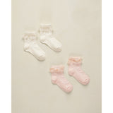 NoraLee Ruffle Socks 2 pc - Ivory & Blush