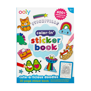 OOLY Stickiville Color-In’ Sticker Book: Cute-A-Licious Doodles